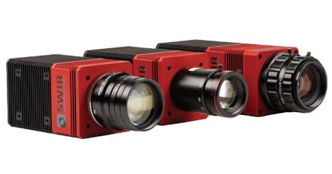 Acuros SWIR cameras - image shows 3 cameras - these have no mirror - SWIR lenses are available for SWIR Cameras