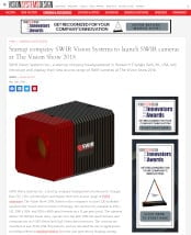 Startup company SWIR Vision Systems to launch SWIR cameras at The Vision Show 2018